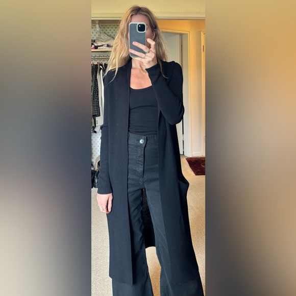 Wilfred Aritzia Black Knit Woven Crochet Layering Cardigan Robe Duster Sweater - Picture 4 of 15